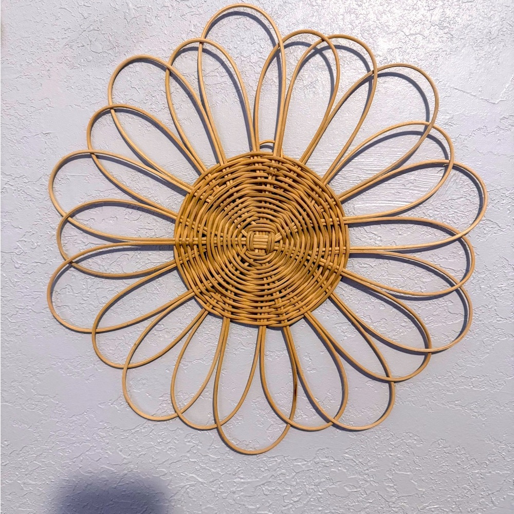 EUC Handmade Rattan Daisy Wall Hanging Decor